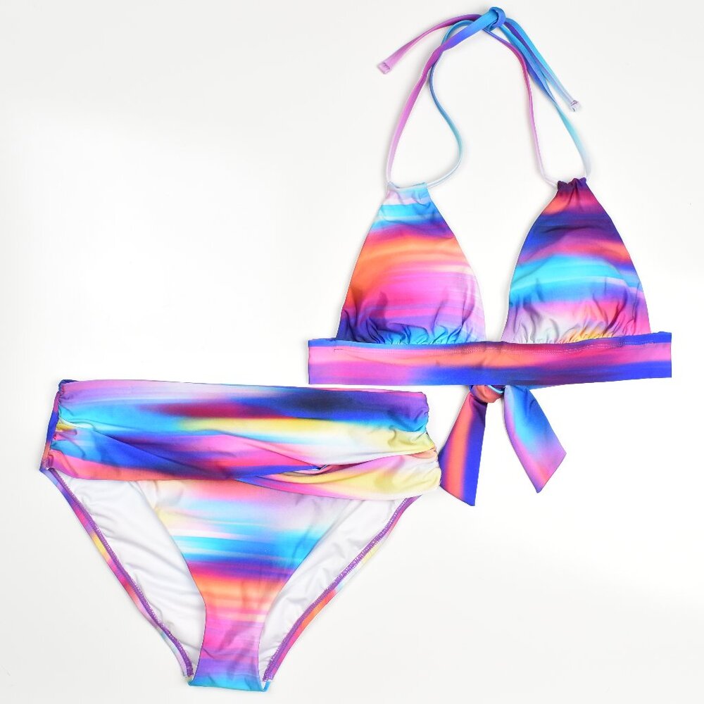 La Blanca Rainbow Gradient Halter Bikini - Pink Blue Purple